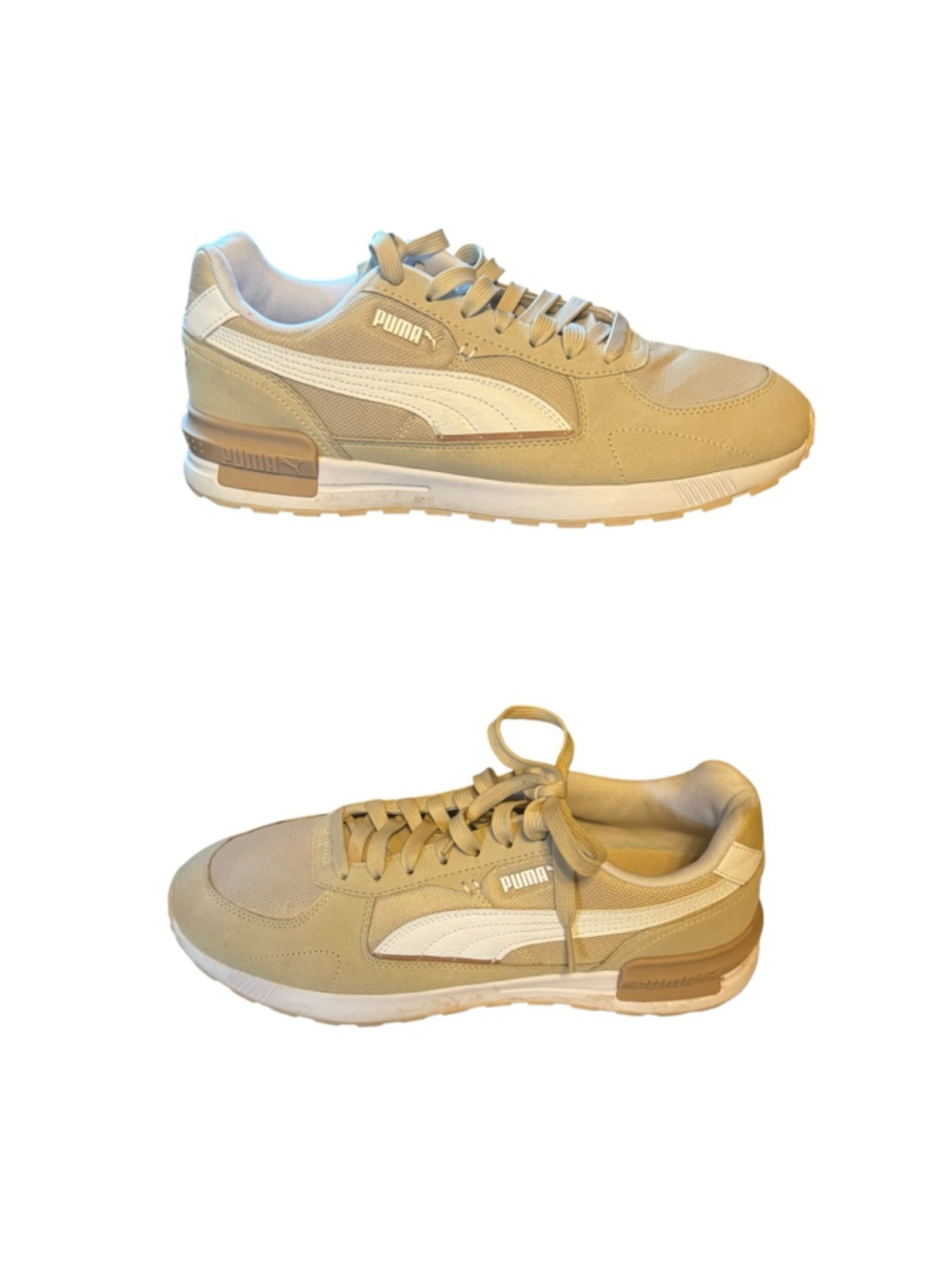 Size 10 Women's Puma Graviton Granola Beige & White casual Sneakers Shoes